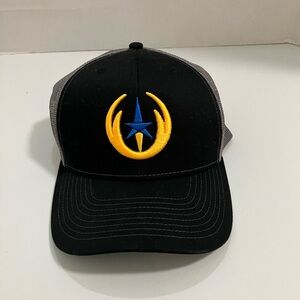 Black and Gray Cap with Yellow and Blue Emblem